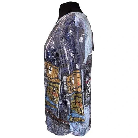 Shana Crushed Right To Education Tunic Women's Size M Purple Travel Art To Wear - Picture 7 of 13